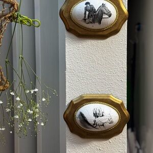 Elegant Gold and White Wall Decor Plaques